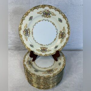 Noritake Acacia 7 5/8” Bowl Fine China Cream Gold Scroll Wreath Pink Rose Floral